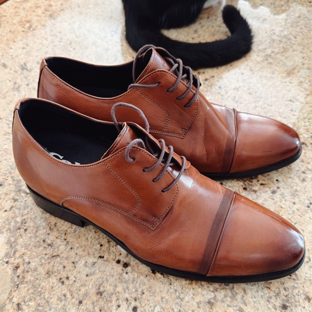 Calto Tan Leather Men's Oxfords